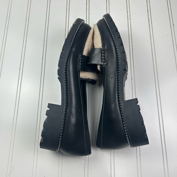 Dolce Vita Black Leather Shearling Loafers Women’s Size 8 - Picture 4 of 9
